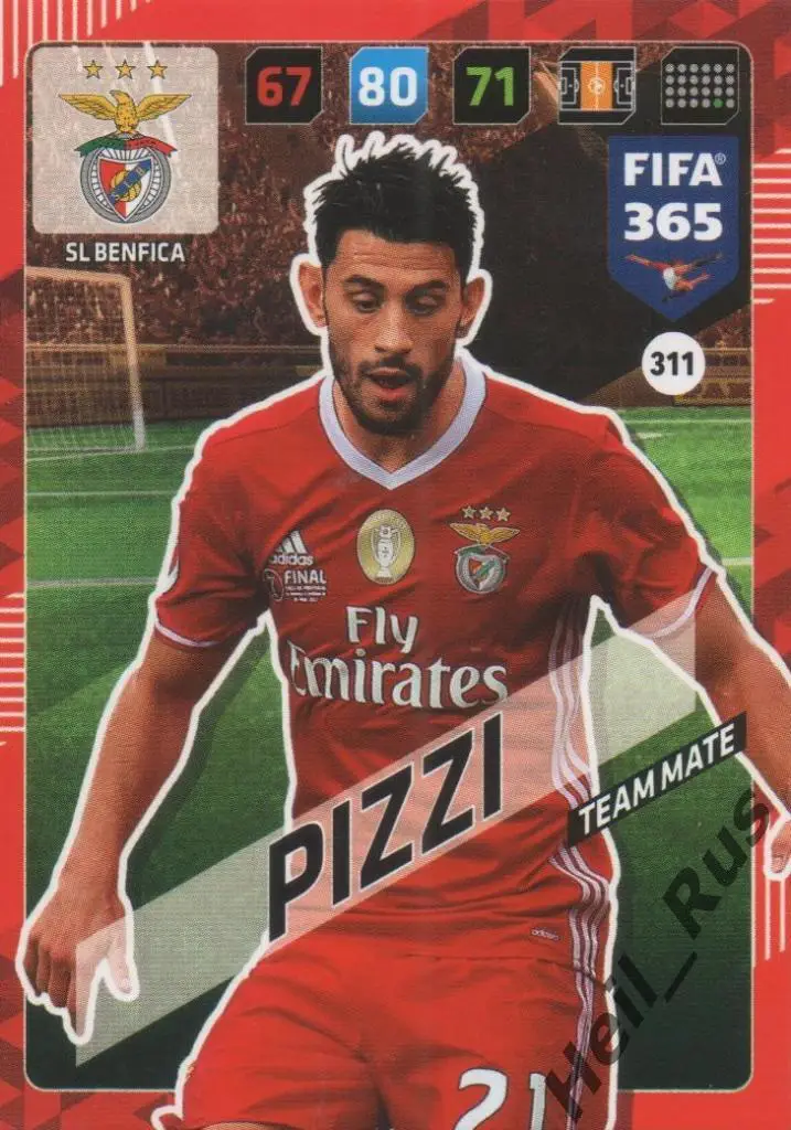 Футбол. Карточка Pizzi/Пицци (Benfica/Бенфика, Португалия) Panini/Панини 2017-18