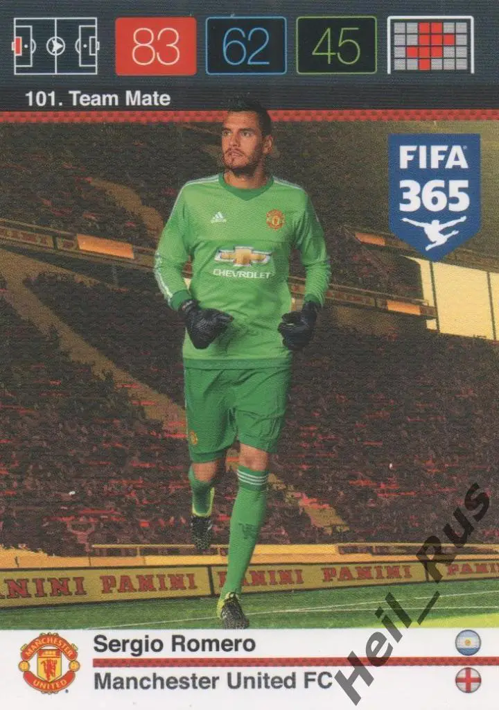 Футбол. Карточка Sergio Romero/Серхио Ромеро (Манчестер Юнайтед) Panini 2015-16