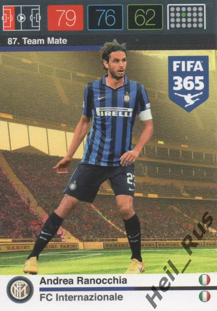 Футбол. Карточка Andrea Ranocchia/Андреа Раноккья (Интер) Panini/Панини 2015-16