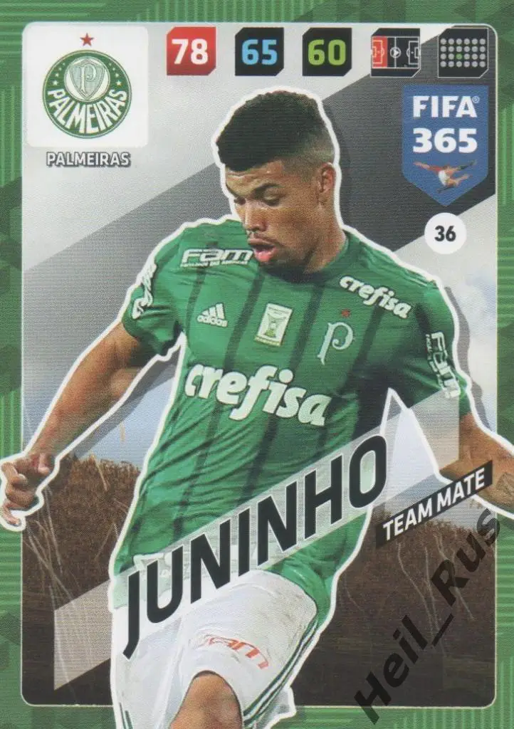 Футбол. Карточка Juninho / Жуниньо (Palmeiras / Палмейрас) Panini/Панини 2017-18