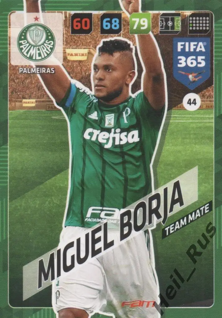 Футбол. Карточка Miguel Borja/Мигель Борха (Palmeiras/Палмейрас) Panini 2017-18