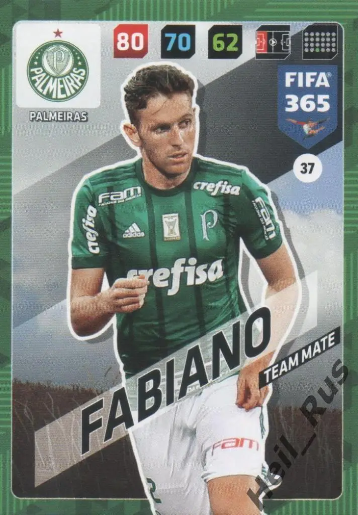 Футбол. Карточка Fabiano / Фабиано (Palmeiras / Палмейрас) Panini/Панини 2017-18