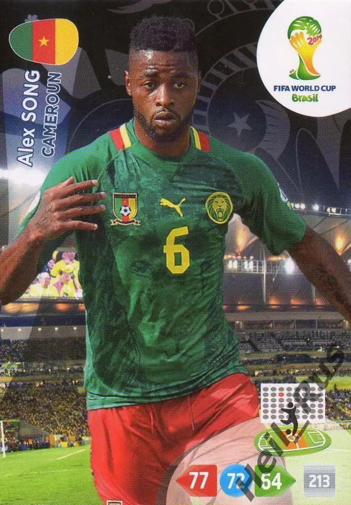 Футбол. Карточка Алекс Сонг Камерун, Рубин/Арсенал/Барселона Чемпионат Мира 2014