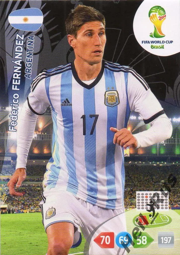 Футбол Карточка Федерико Фернандес (Аргентина/Наполи) Чемпионат Мира 2014 Panini