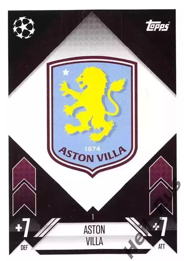 Футбол. Карточка Логотип/Эмблема Астон Вилла Лига Чемпионов 2024-25 TOPPS