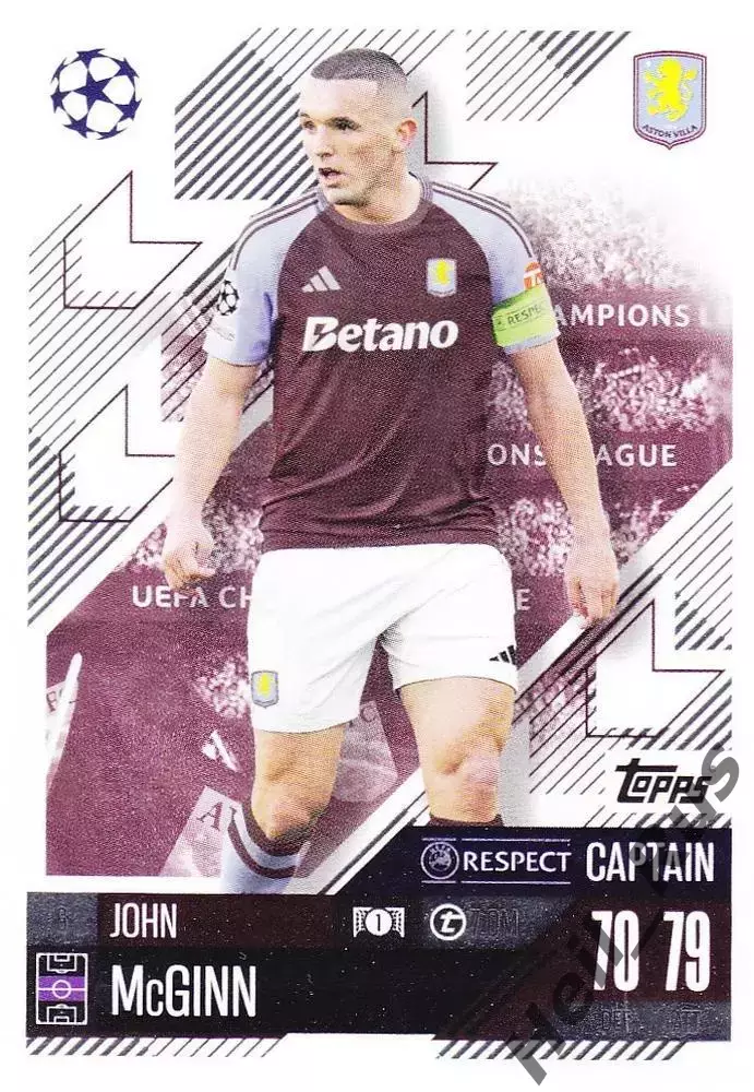 Футбол. Карточка John McGinn/Джон Макгинн (Астон Вилла) Лига Чемпионов 2024-25