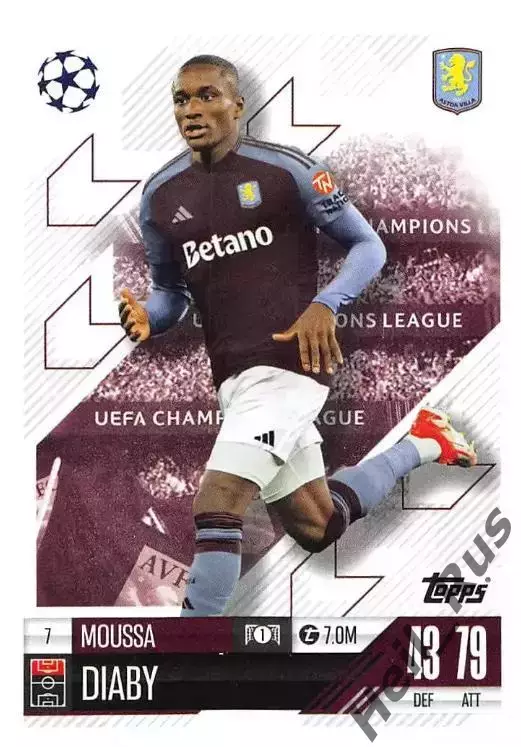 Футбол. Карточка Moussa Diaby/Мусса Диаби (Астон Вилла) Лига Чемпионов 2024-25