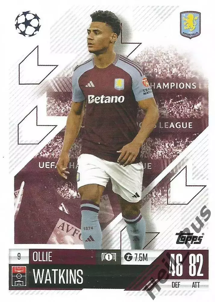 Футбол. Карточка Ollie Watkins/Олли Уоткинс (Астон Вилла) Лига Чемпионов 2024-25
