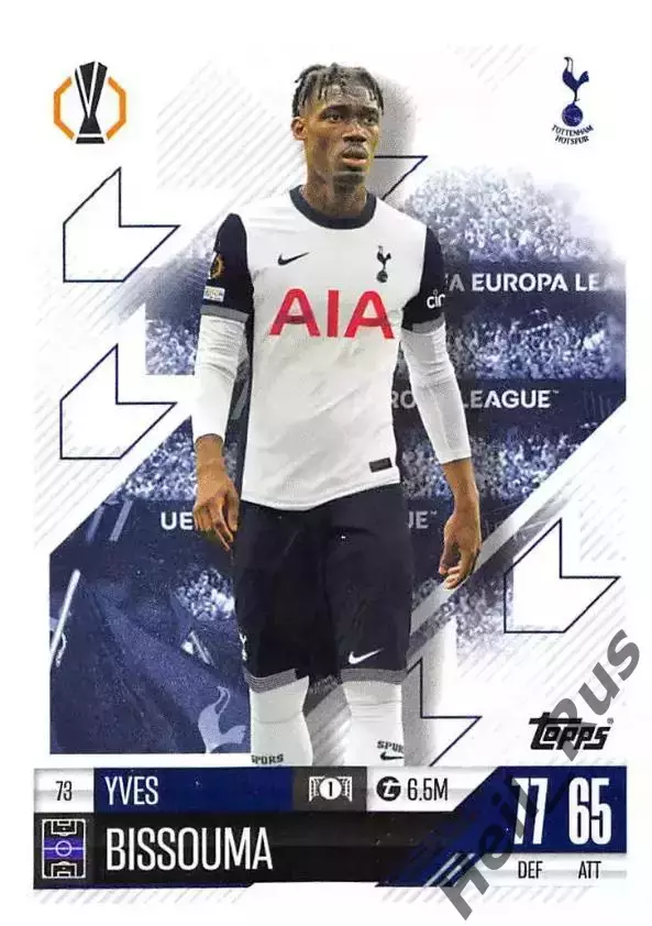 Футбол. Карточка Ив Биссума (Тоттенхэм Хотспур) Лига Европы 2024-25 TOPPS