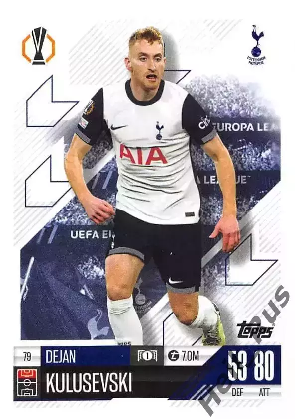 Футбол. Карточка Деян Кулушевски Тоттенхэм Хотспур, Ювентус Лига Европы 2024-25