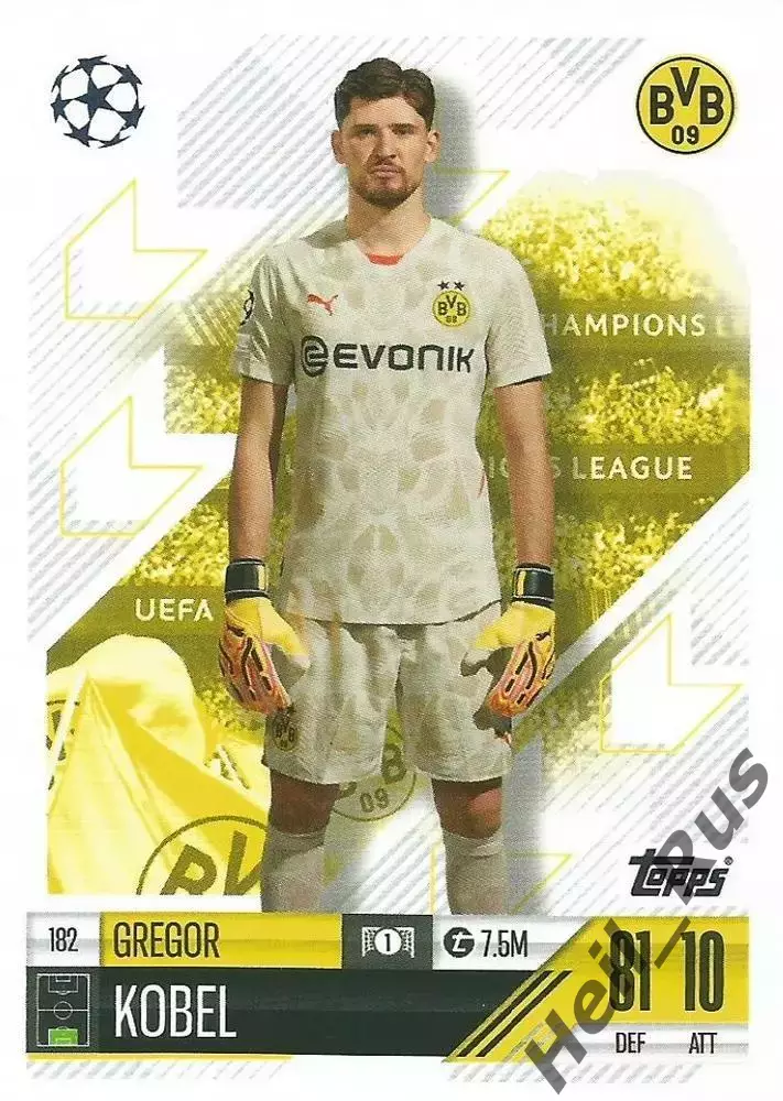 Футбол Карточка Грегор Кобель Боруссия Дортмунд, Штутгарт Лига Чемпионов 2024-25