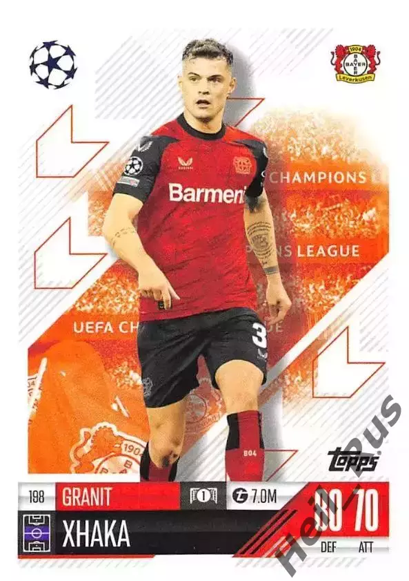 Футбол Карточка Гранит Джака Байер 04 Леверкузен, Арсенал Лига Чемпионов 2024-25