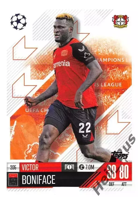 Карточка Виктор Бонифейс Байер 04 Леверкузен/Вердер Лига Чемпионов 2024-25 TOPPS