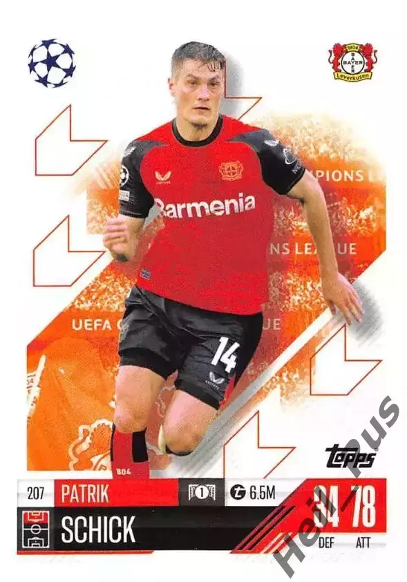Карточка Патрик Шик (Байер 04, Рома/Сампдория/РБ Лейпциг) Лига Чемпионов 2024-25