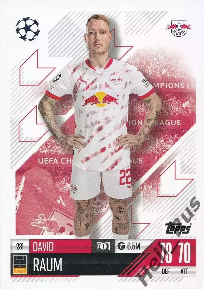 Футбол. Карточка Давид Раум РБ Лейпциг, Хоффенхайм Лига Чемпионов 2024-25 TOPPS