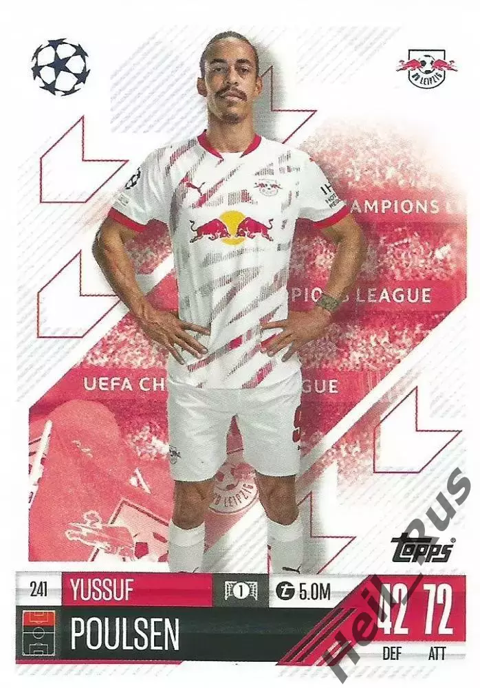 Футбол. Карточка Юссуф Поульсен РБ Лейпциг, Гамбург Лига Чемпионов 2024-25 TOPPS