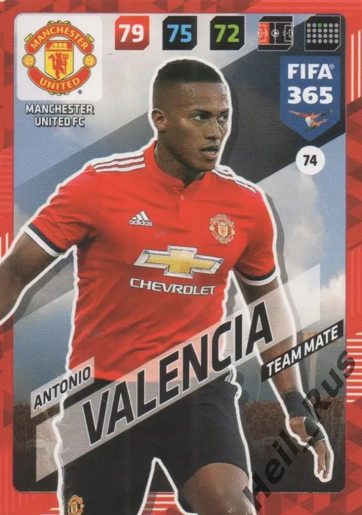 Футбол. Карточка Antonio Valencia / Антонио Валенсия (Манчестер Юнайтед) Panini