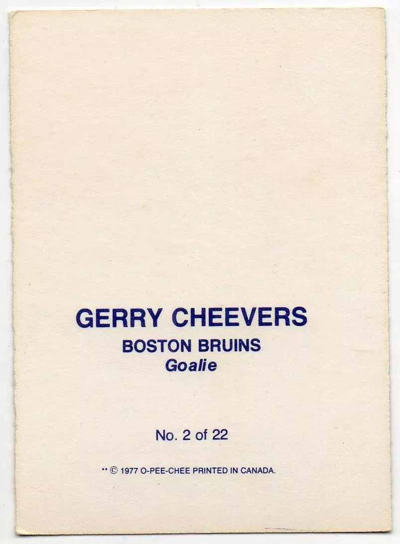 Хоккей Карточка Gerry Cheevers/Джерри Чиверс Boston Bruins/Бостон Брюинз НХЛ/NHL 1