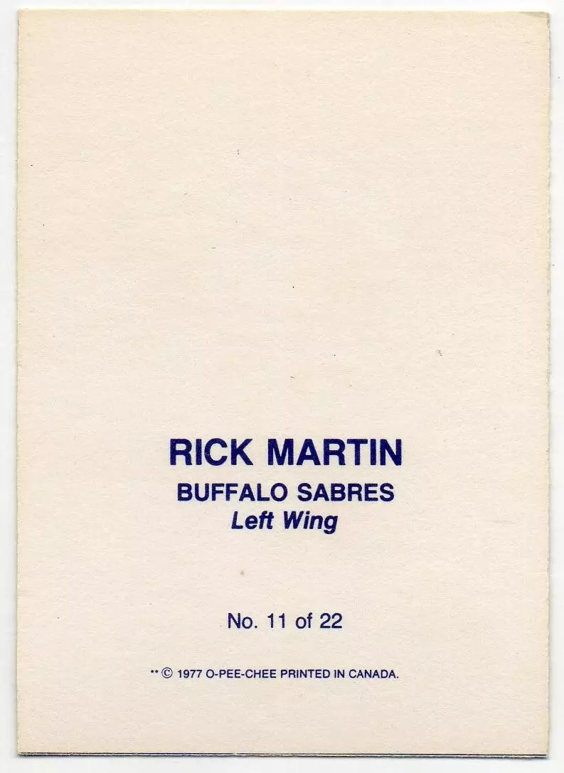 Хоккей; Карточка Rick Martin/Рик Мартин (Buffalo Sabres/Баффало Сейбрз) НХЛ/NHL 1