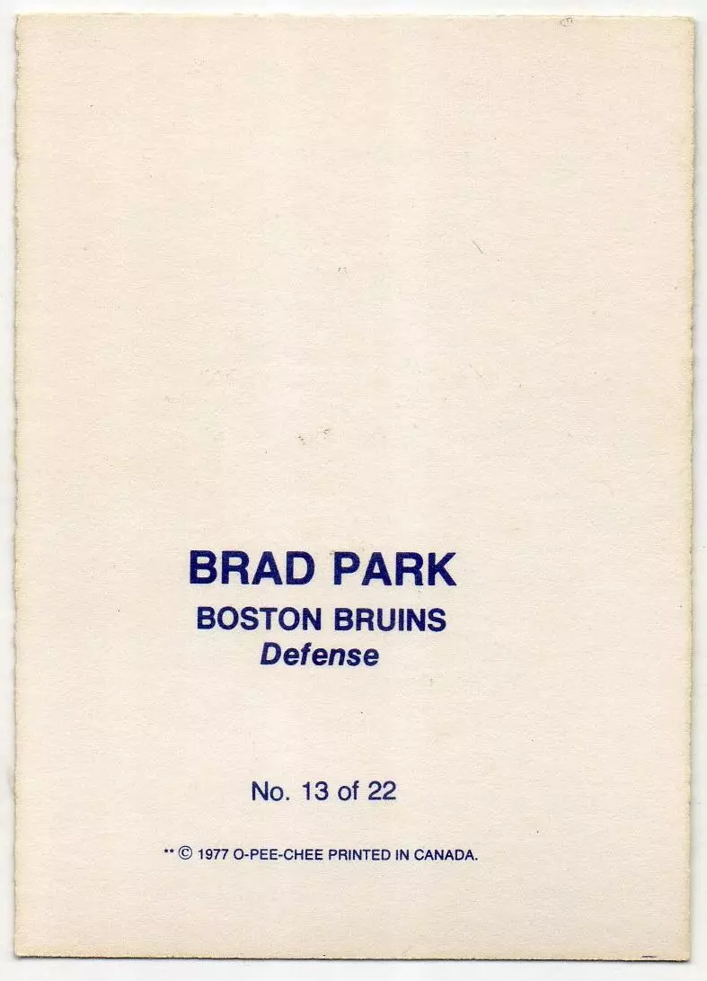Хоккей. Карточка Brad Park/Брэд Парк (Boston Bruins/Бостон Брюинз) НХЛ/NHL 1977 1