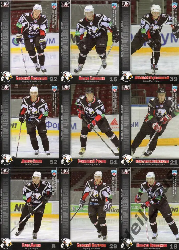Хоккей. Трактор Челябинск 25 карточек 2010/11 SeReal КХЛ (Куинт, Кузнецов и др.) 2