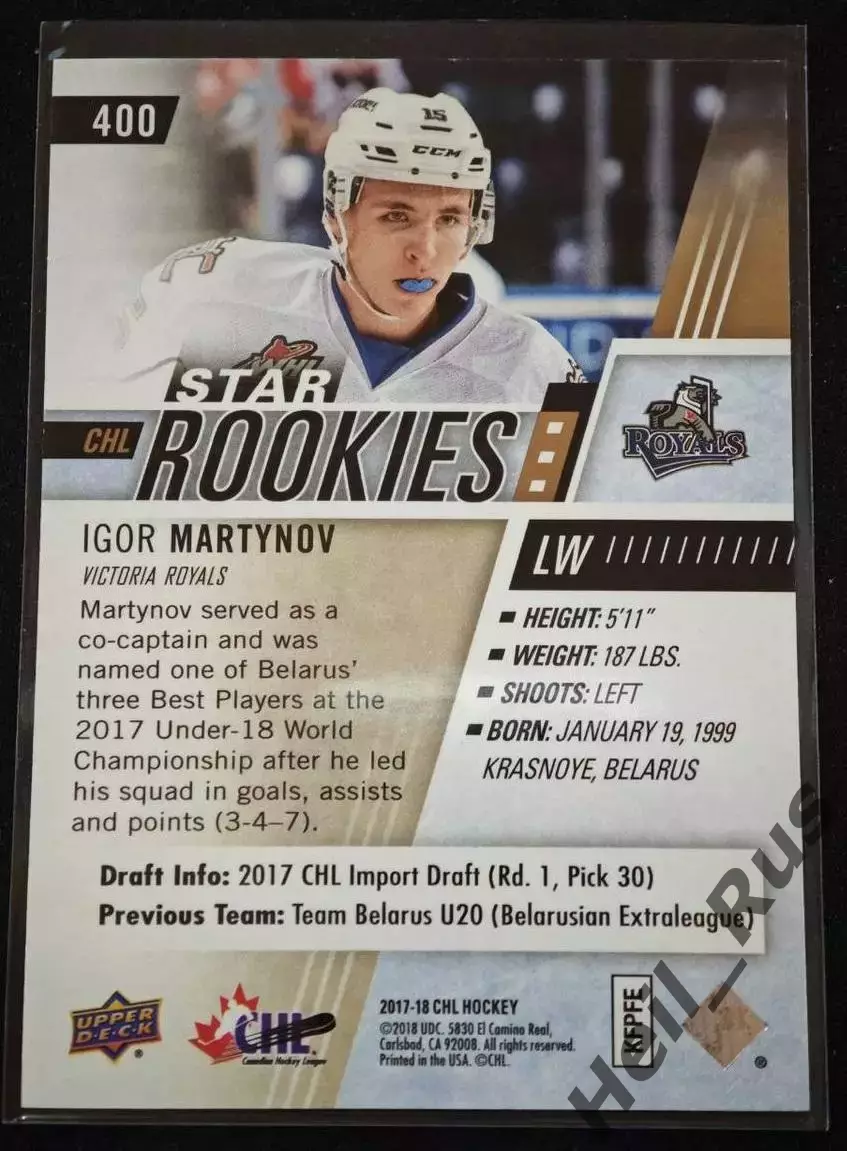 Карточка Игорь Мартынов (Виктория Ройялс/Динамо Минск/Авангард) НХЛ/NHL/CHL, КХЛ 1