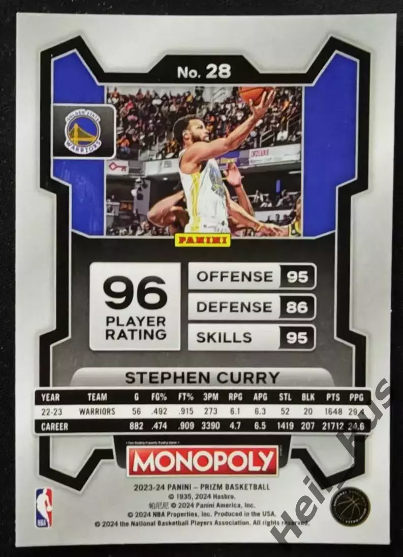 Баскетбол. Карточка Stephen Curry/Стефен Карри (Голден Стэйт Уорриорз) NBA/НБА 1
