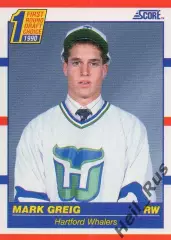 Хоккей. Карточка Mark Greig/Марк Грейг Hartford Whalers/Хартфорд Уэйлерс НХЛ/NHL