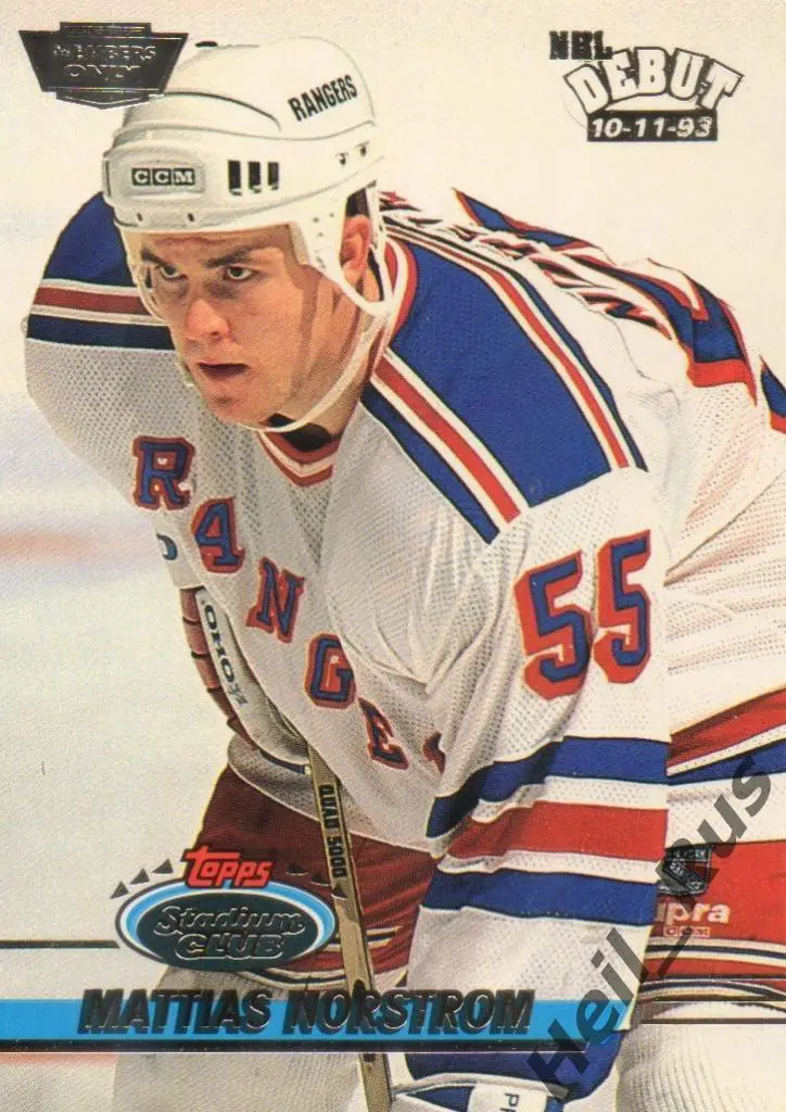 Хоккей. Карточка Mattias Norstrom / Маттиас Норстрем (New York Rangers) NHL/НХЛ