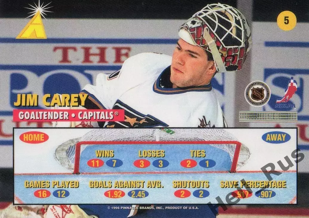 Карточка Jim Carey / Джим Кэри (Washington Capitals/Вашингтон Кэпиталз) НХЛ/NHL 1