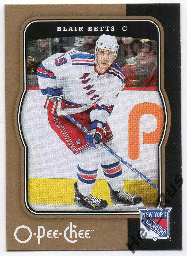 Карточка Blair Betts/Блэйр Беттс (New York Rangers/Нью-Йорк Рейнджерс) НХЛ/NHL