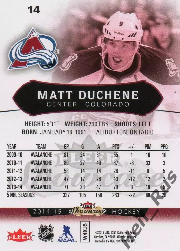Карточка Matt Duchene / Мэтт Дюшен (Colorado Avalanche/Колорадо Эвеланш) НХЛ/NHL 1