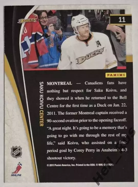Хоккей; Карточка Saku Koivu / Саку Койву (Anaheim Ducks / Анахайм Дакс) НХЛ/NHL 1