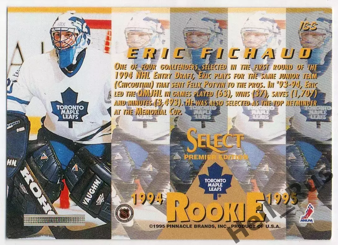 Карточка Eric Fichaud/Эрик Фишо (Toronto Maple Leafs/Торонто Мейпл Лифс) НХЛ/NHL 1