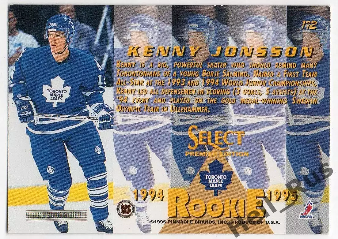 Карточка K. Jonsson/Кенни Йонссон Toronto Maple Leafs/Торонто Мейпл Лифс НХЛ/NHL 1