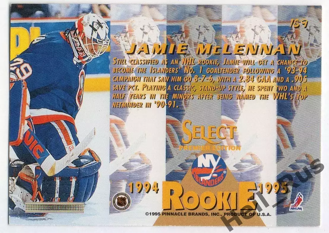 Хоккей. Карточка Джейми Макленнан New York Islanders/Нью-Йорк Айлендерс НХЛ/NHL 1