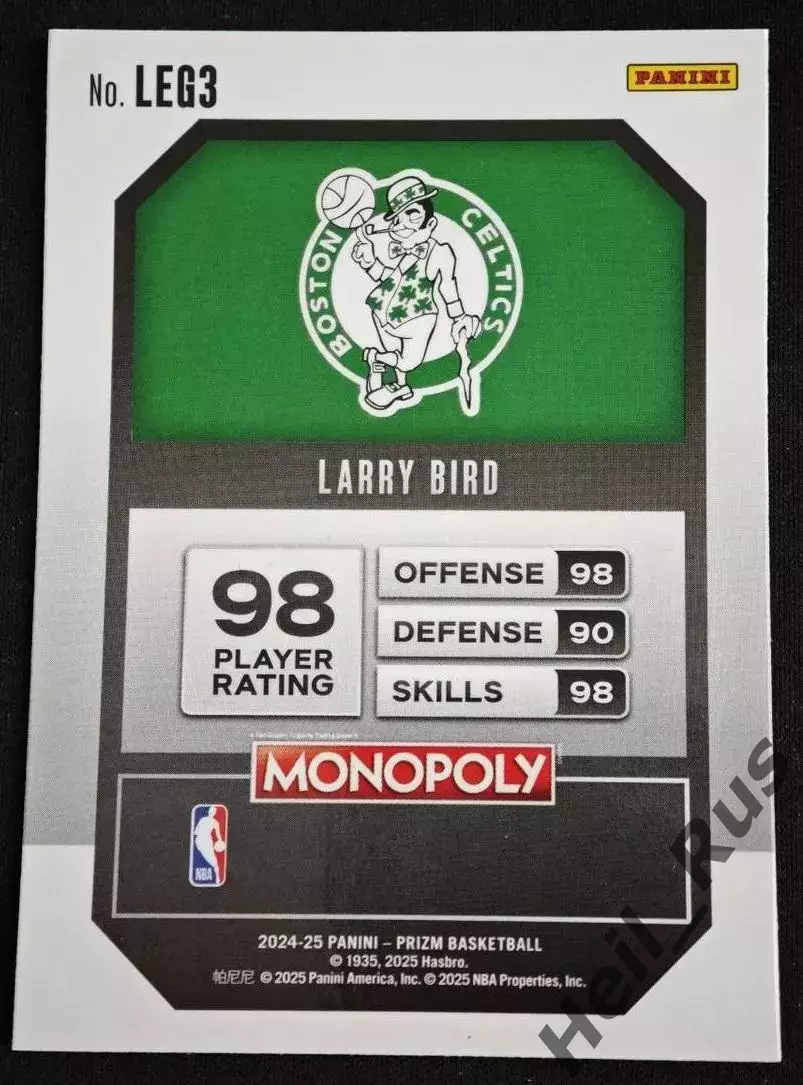 Баскетбол. Карточка Larry Bird/Ларри Берд Boston Celtics/Бостон Селтикс NBA/НБА 1