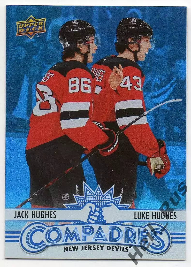 Хоккей. Карточка Джек Хьюз/Люк Хьюз New Jersey Devils/Нью-Джерси Девилз НХЛ/NHL