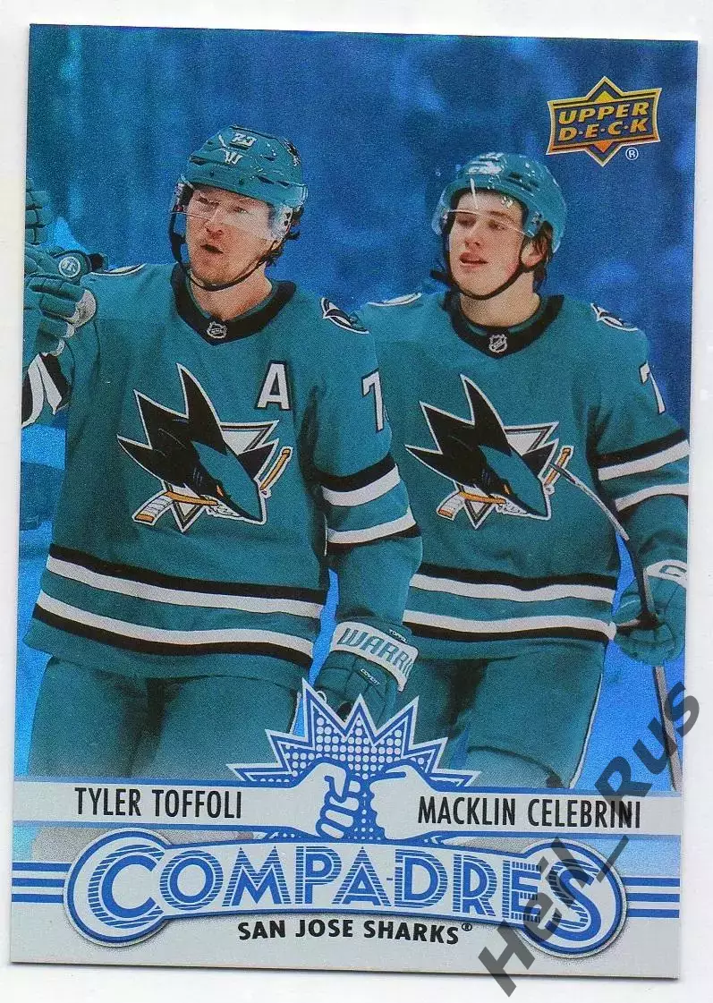Карточка Тайлер Тоффоли/Маклин Селебрини San Jose Sharks/Сан-Хосе Шаркс НХЛ/NHL