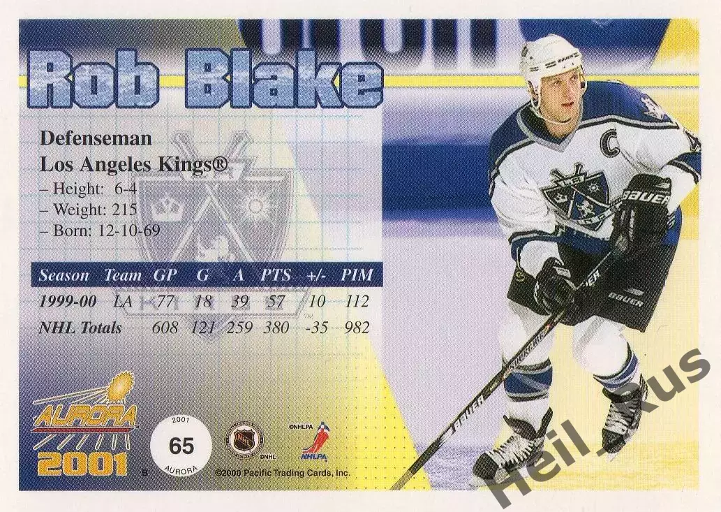 Хоккей Карточка Rob Blake/Роб Блейк Los Angeles Kings/Лос-Анджелес Кингз NHL-НХЛ 1