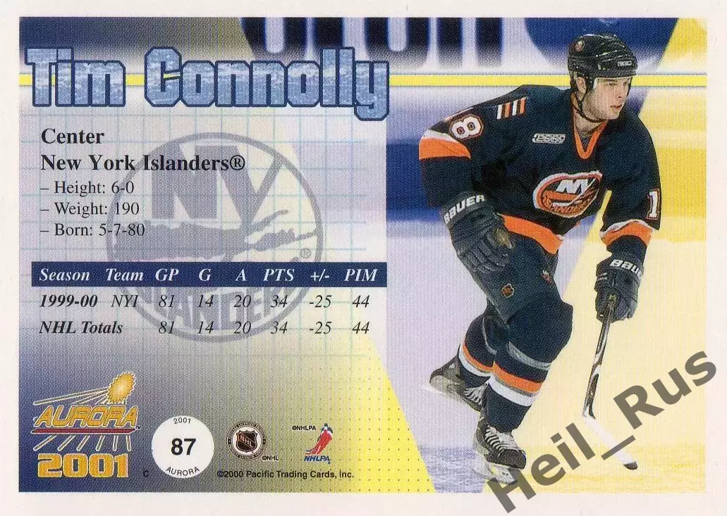 Карточка Tim Connolly/Тим Коннолли New York Islanders/Нью-Йорк Айлендерс НХЛ/NHL 1