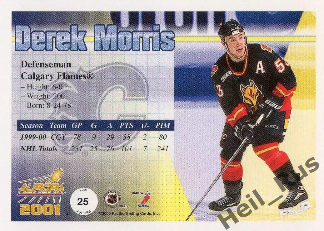 Хоккей. Карточка Derek Morris/Дерек Моррис Calgary Flames/Калгари Флэймз НХЛ/NHL 1