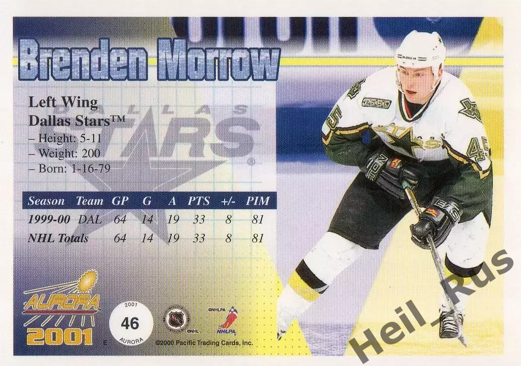 Хоккей. Карточка Brenden Morrow/Бренден Морроу Dallas Stars/Даллас Старз NHL/НХЛ 1