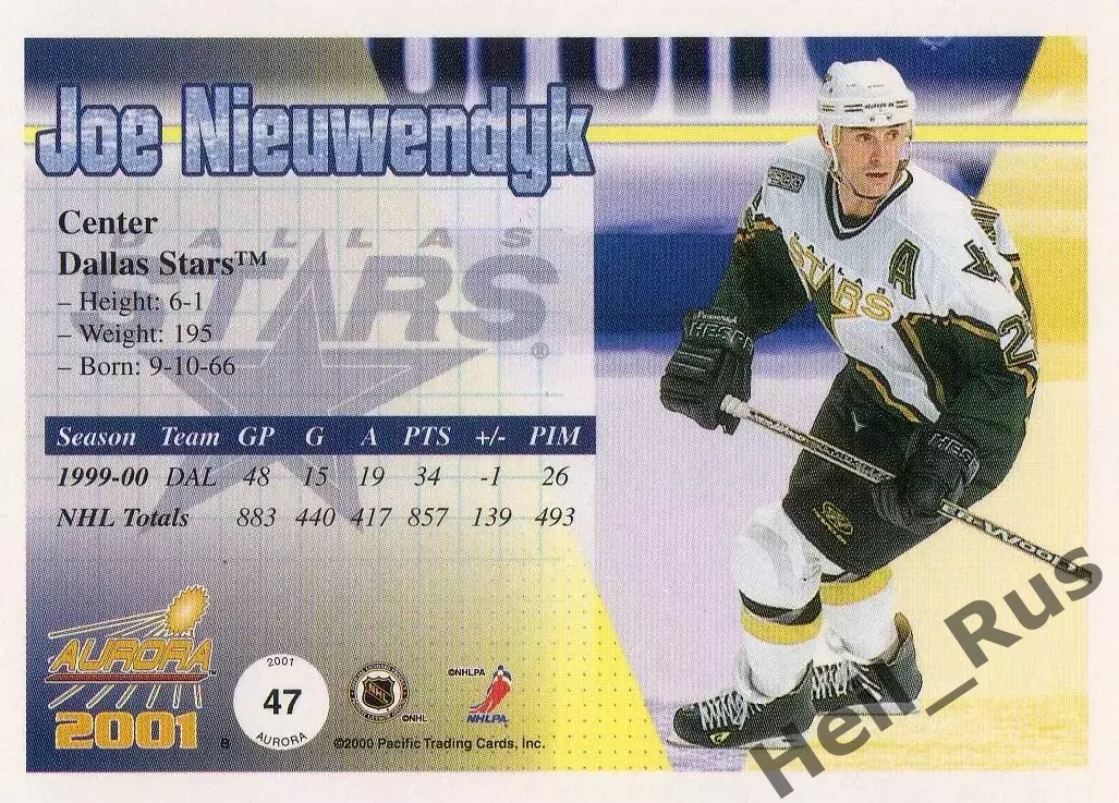 Хоккей. Карточка Joe Nieuwendyk/Джо Ньювендайк Dallas Stars/Даллас Старз NHL/НХЛ 1
