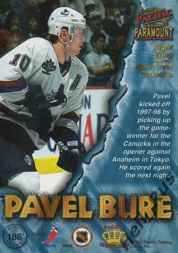 Карточка Павел Буре (Vancouver Canucks / Ванкувер Кэнакс, ЦСКА, Спартак) НХЛ/NHL 1