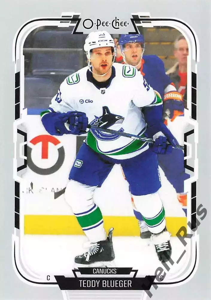 Карточка Teddy Blueger/Теодорс Блюгерс Vancouver Canucks/Ванкувер Кэнакс НХЛ/NHL