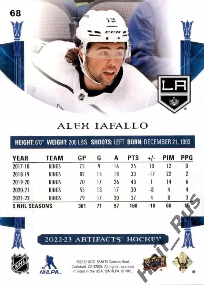 Карточка Alex Iafallo/Алекс Иафалло Los Angeles Kings/Лос-Анджелес Кингз NHL-НХЛ 1