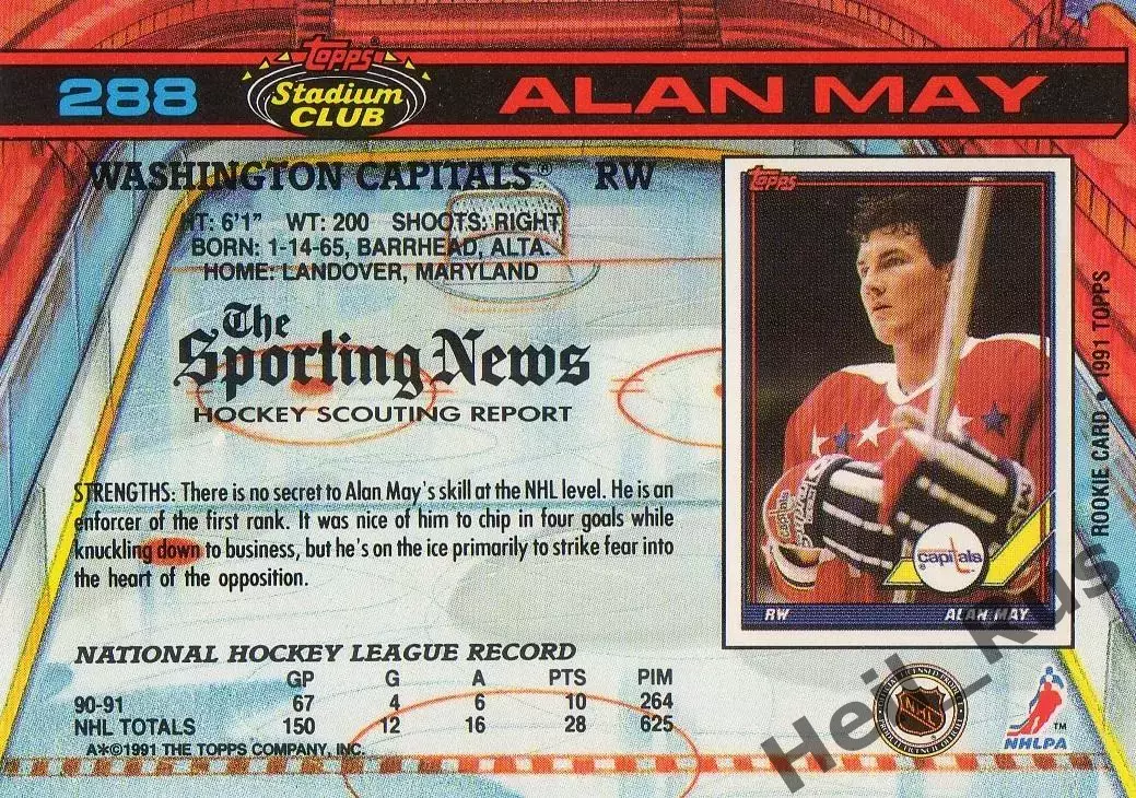 Хоккей Карточка Alan May/Алан Мэй Washington Capitals/Вашингтон Кэпиталз NHL НХЛ 1