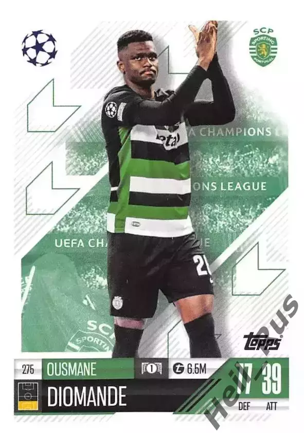 Футбол. Карточка Усман Дьоманде (Спортинг Лиссабон) Лига Чемпионов 2024-25 TOPPS