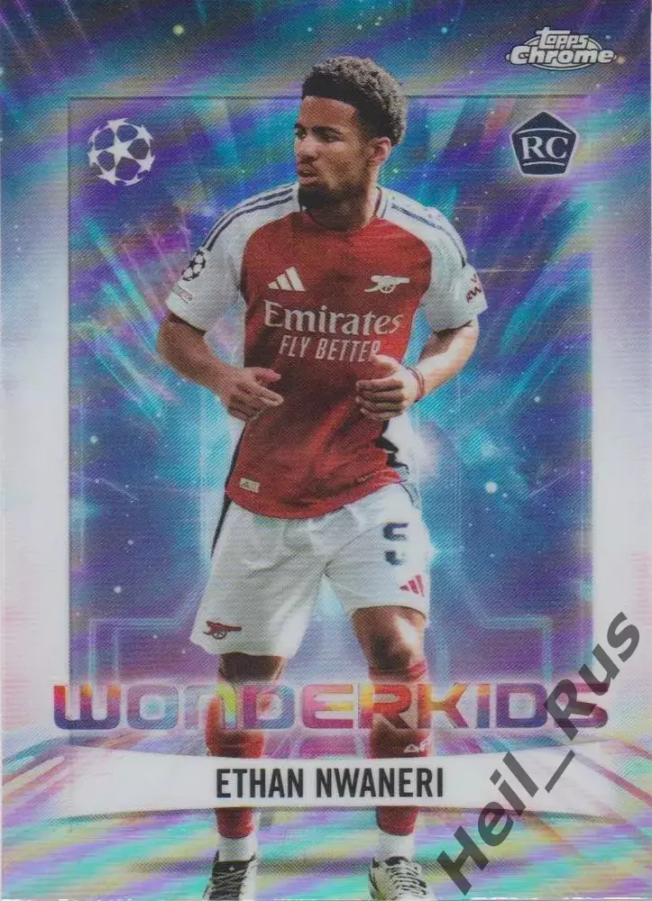 Футбол Карточка Итан Нванери Арсенал Лондон/Марсель Лига Чемпионов 2024-25 TOPPS